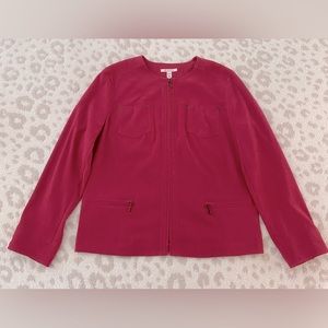 JM Collection Women’s Pink Faux Suede Full Zip Jacket